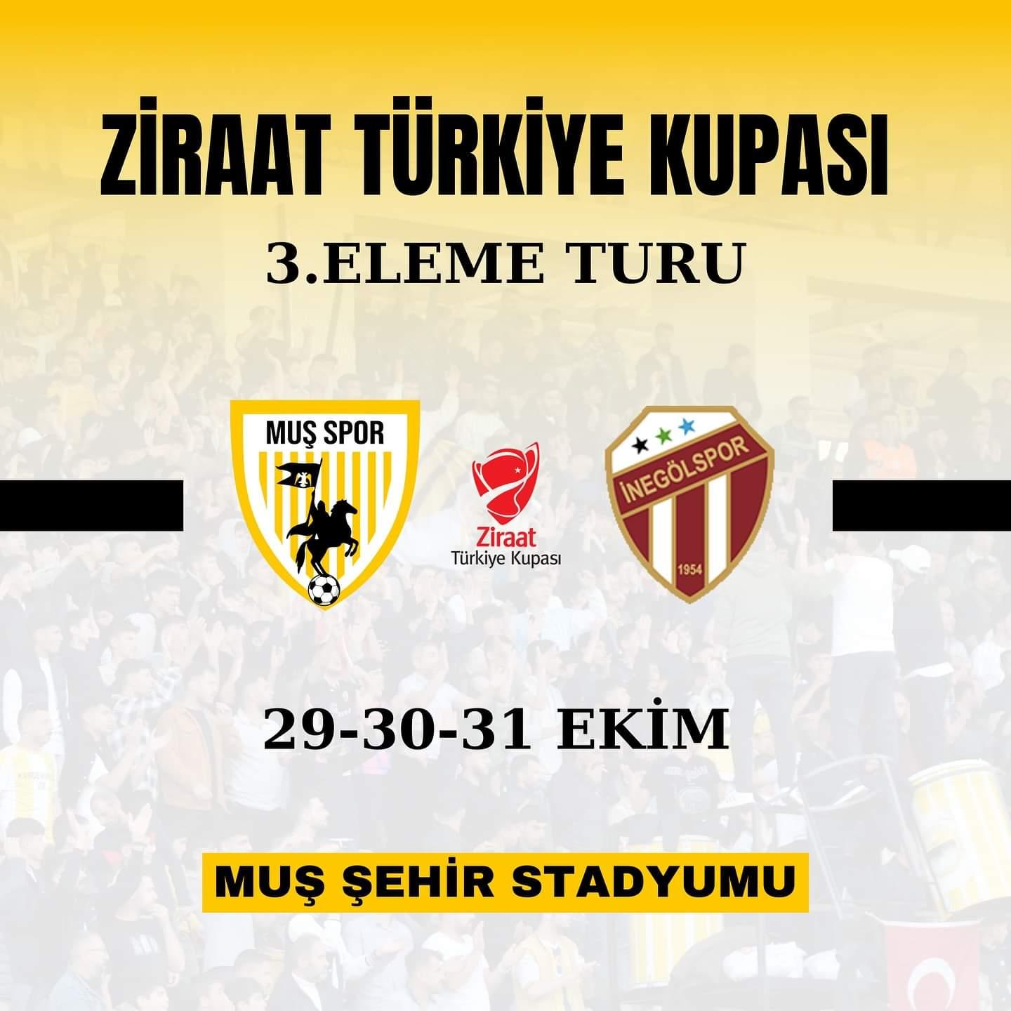 Ziraat Türkiye Kupası 3. Eleme Turunda Muş Sporun Rakibi İnegölspor Oldu!